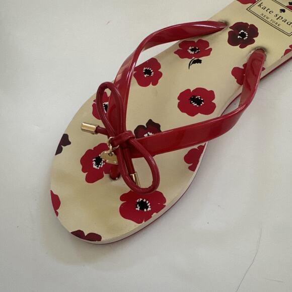 Kate Spade Nova Flip Flops Floral Print Thong Sandals Womens 7 Beachy Boho CLEAN - Picture 5 of 10